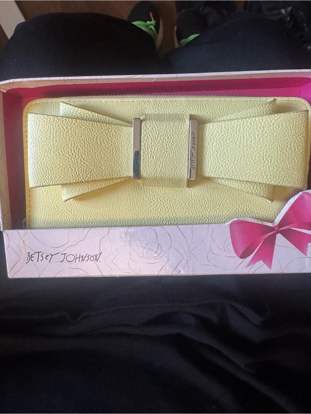 Betsey Johnson Lemon Clutch with Bow